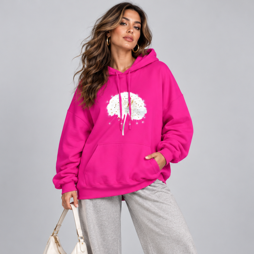 Cotton Hoodie with Dandelion Print