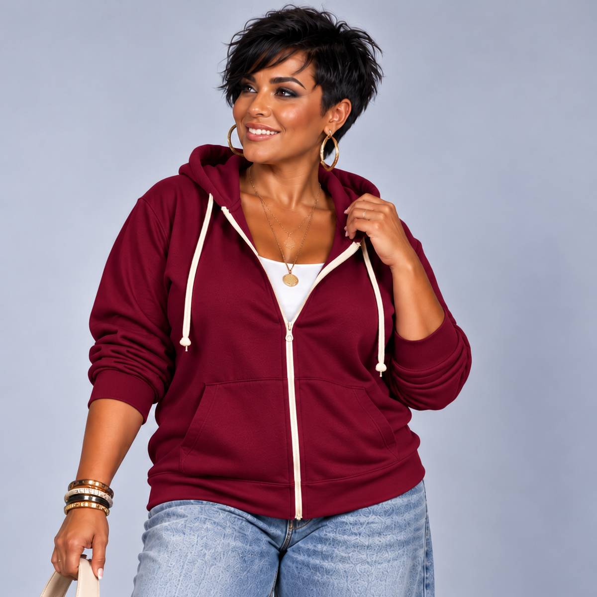 ZIP UP HOODIE PLUS SIZE JACKET