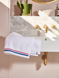 Pure Cotton Brand Stripe Towel in Bright White