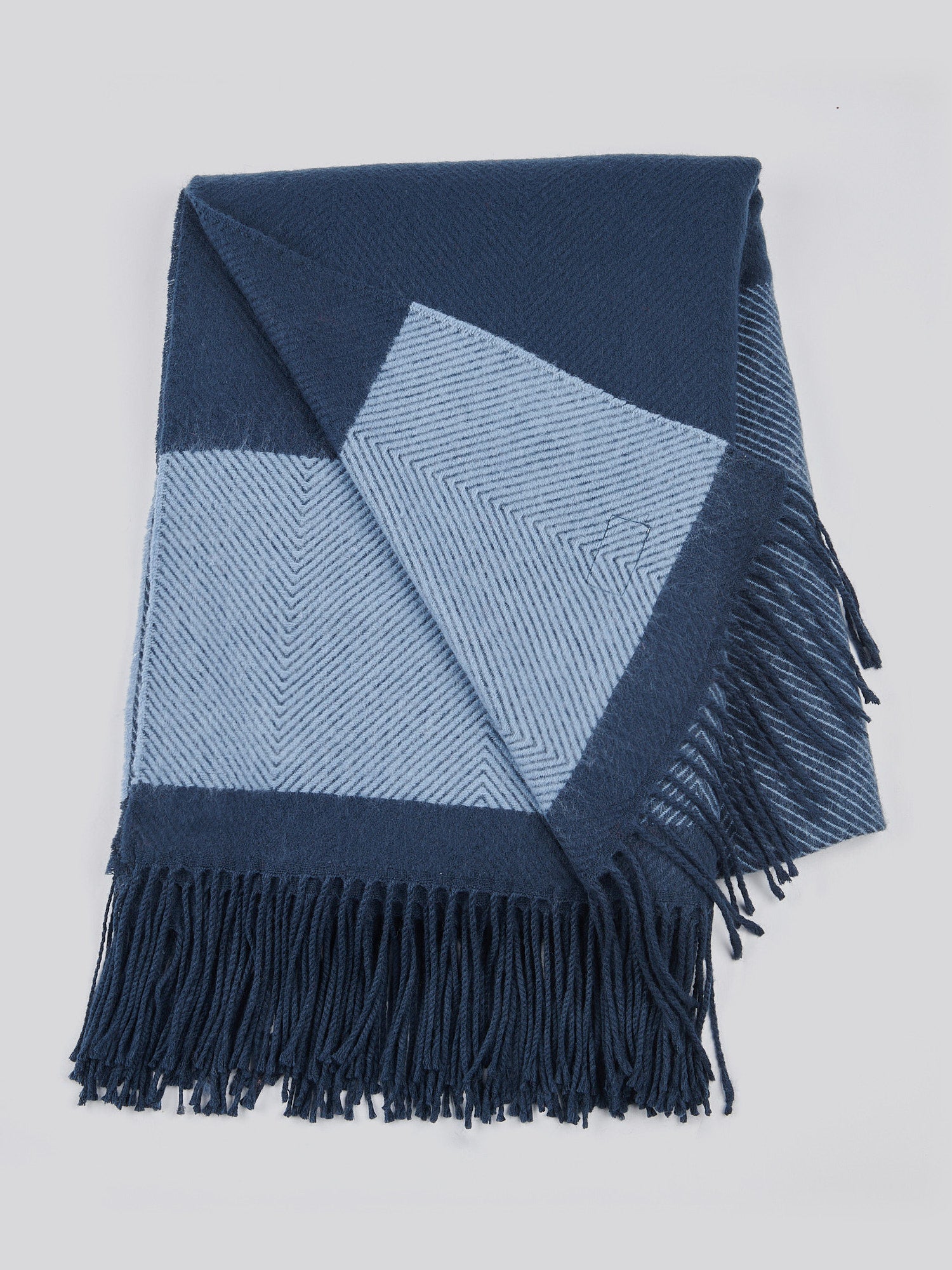 Tonal Herringbone Boxed Throw Navy Iris