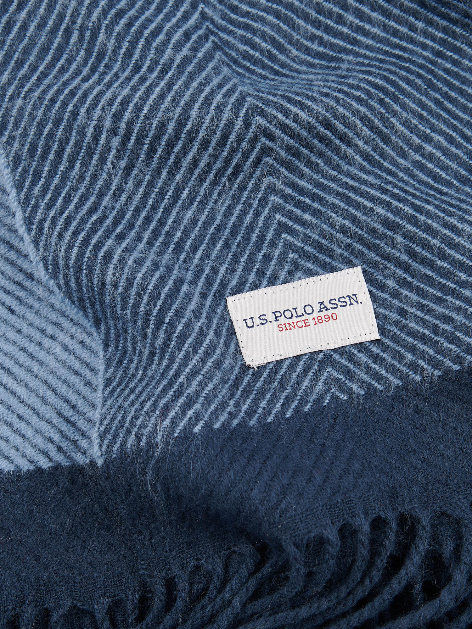 Tonal Herringbone Boxed Throw Navy Iris