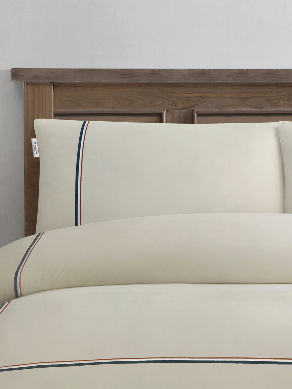 Luxury Cotton Brand Stripe Duvet Set Oatmeal