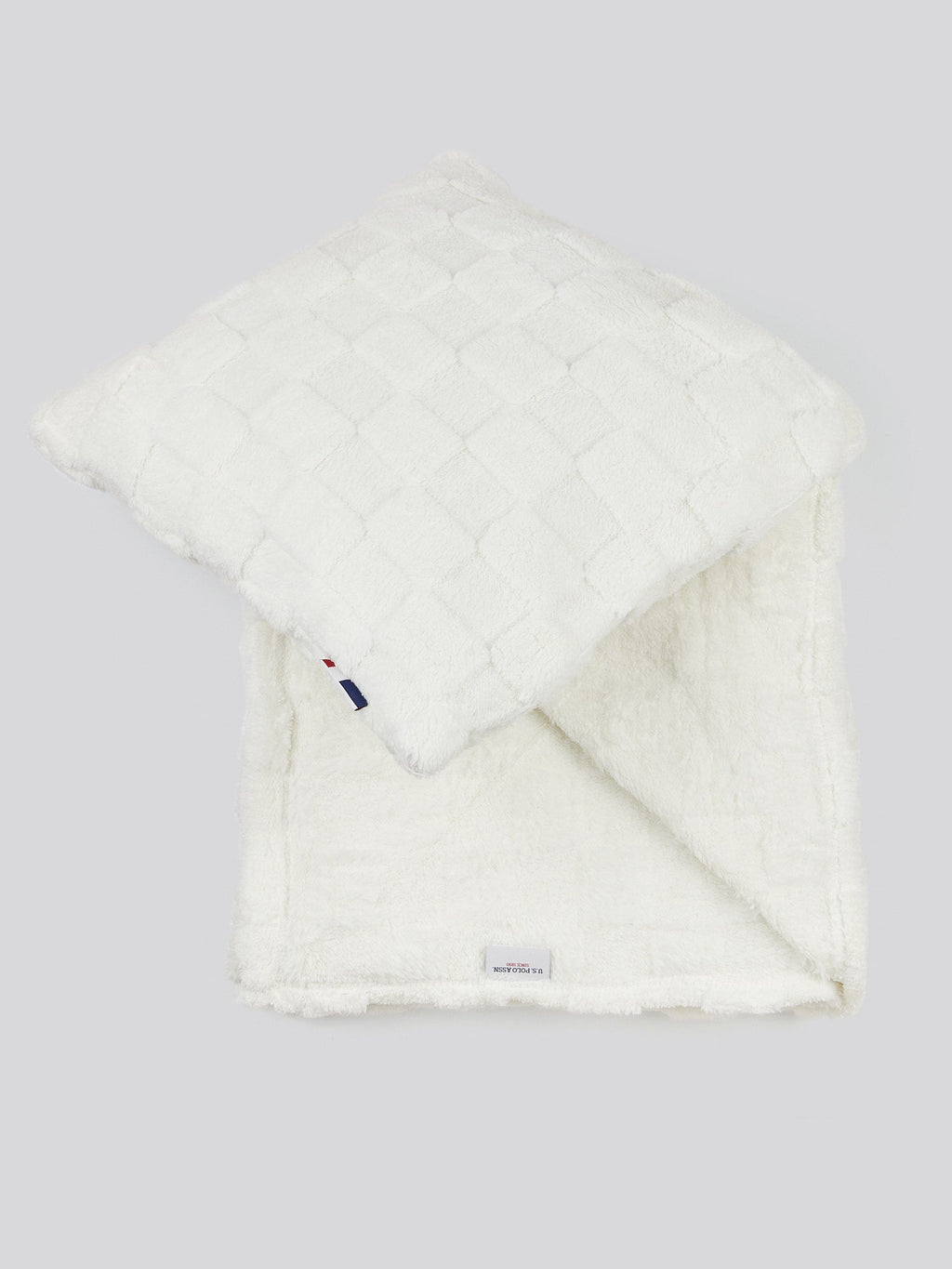Plush Jacquard Throw & Cushion Set in Bright White