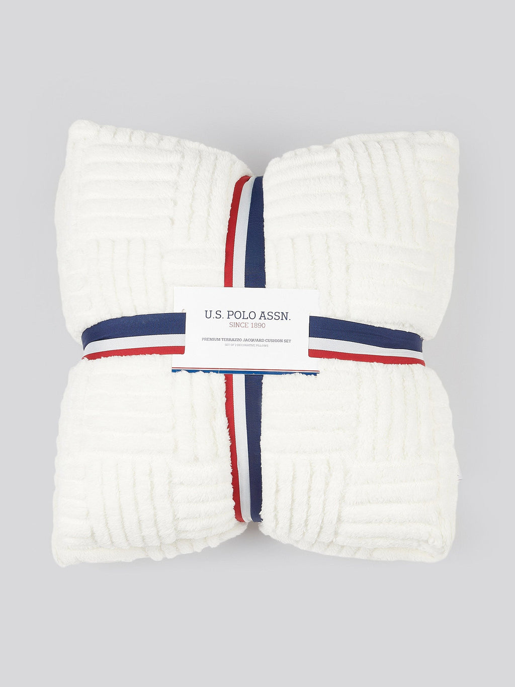 Premium Terrazzo Jacquard 2-Cushion Set in Bright White