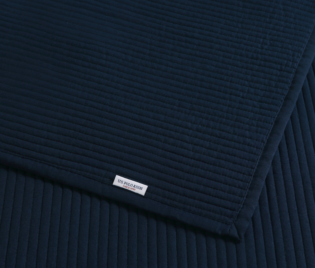 Channel Row Quilted Bedspread Navy Iris