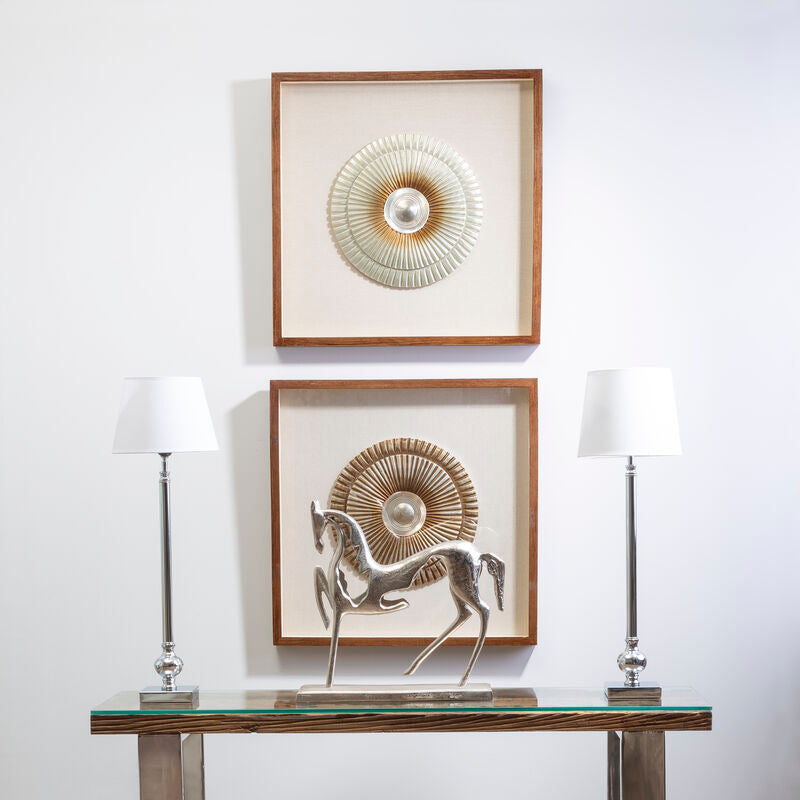 Orsina Nason Framed Silver Round Carving Wall Art | Engineered Wood