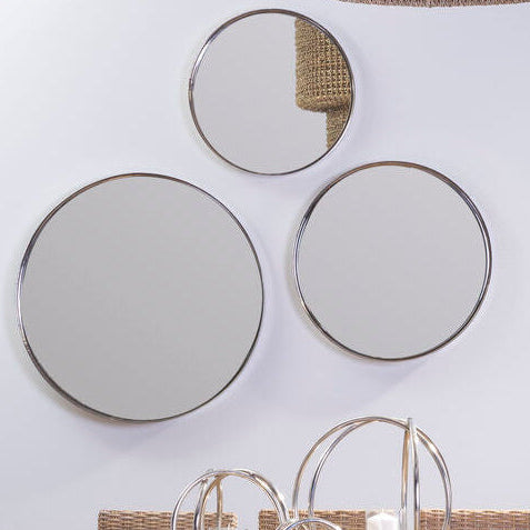 Orsina Leonov Round Wall Mirror – Hammered Nickel Finish, Medium