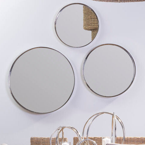 Orsina Leonov Round Wall Mirror – Small Nickel Hammered Metal