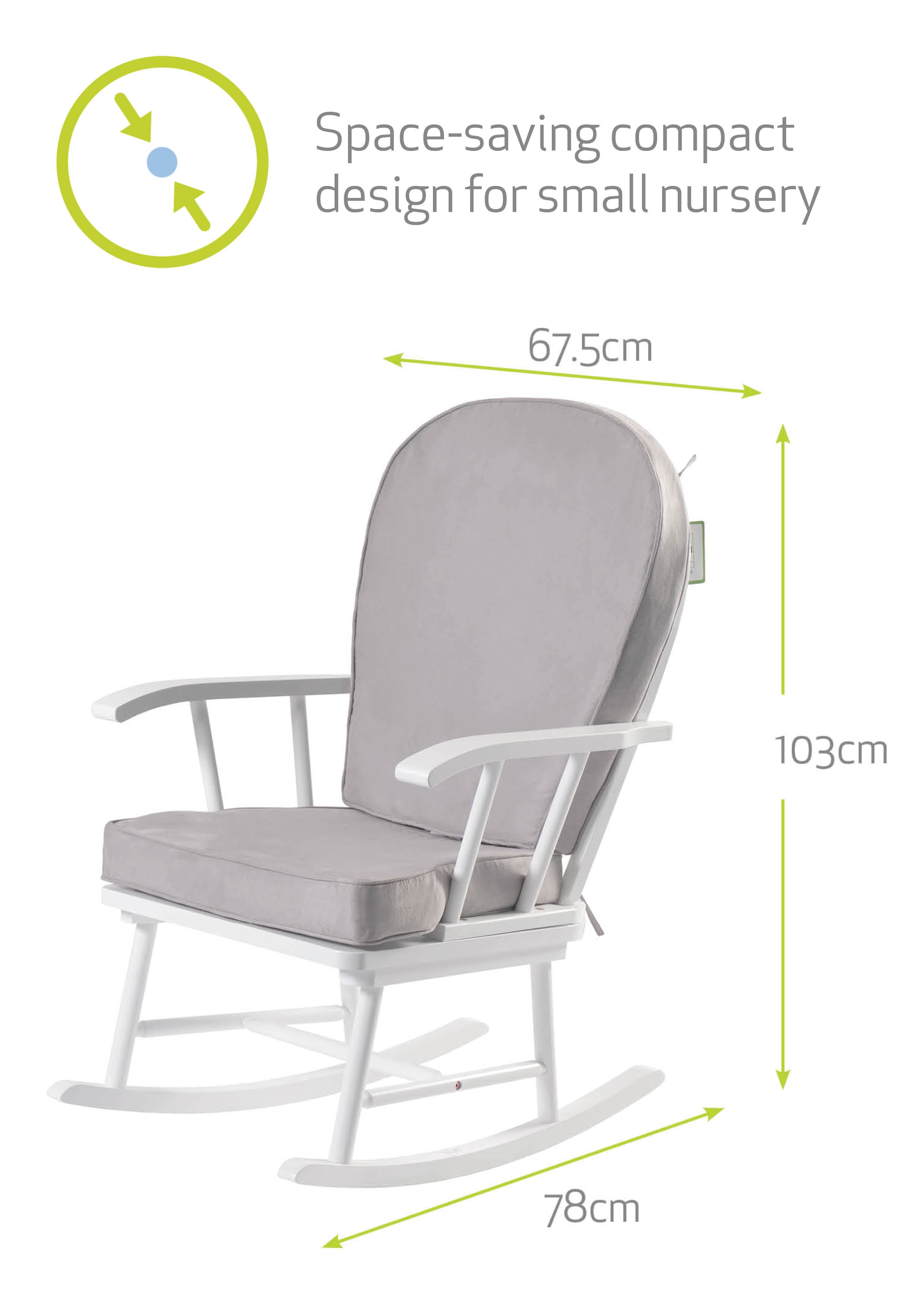 Hart Nursing Rocking Chair - White/Grey