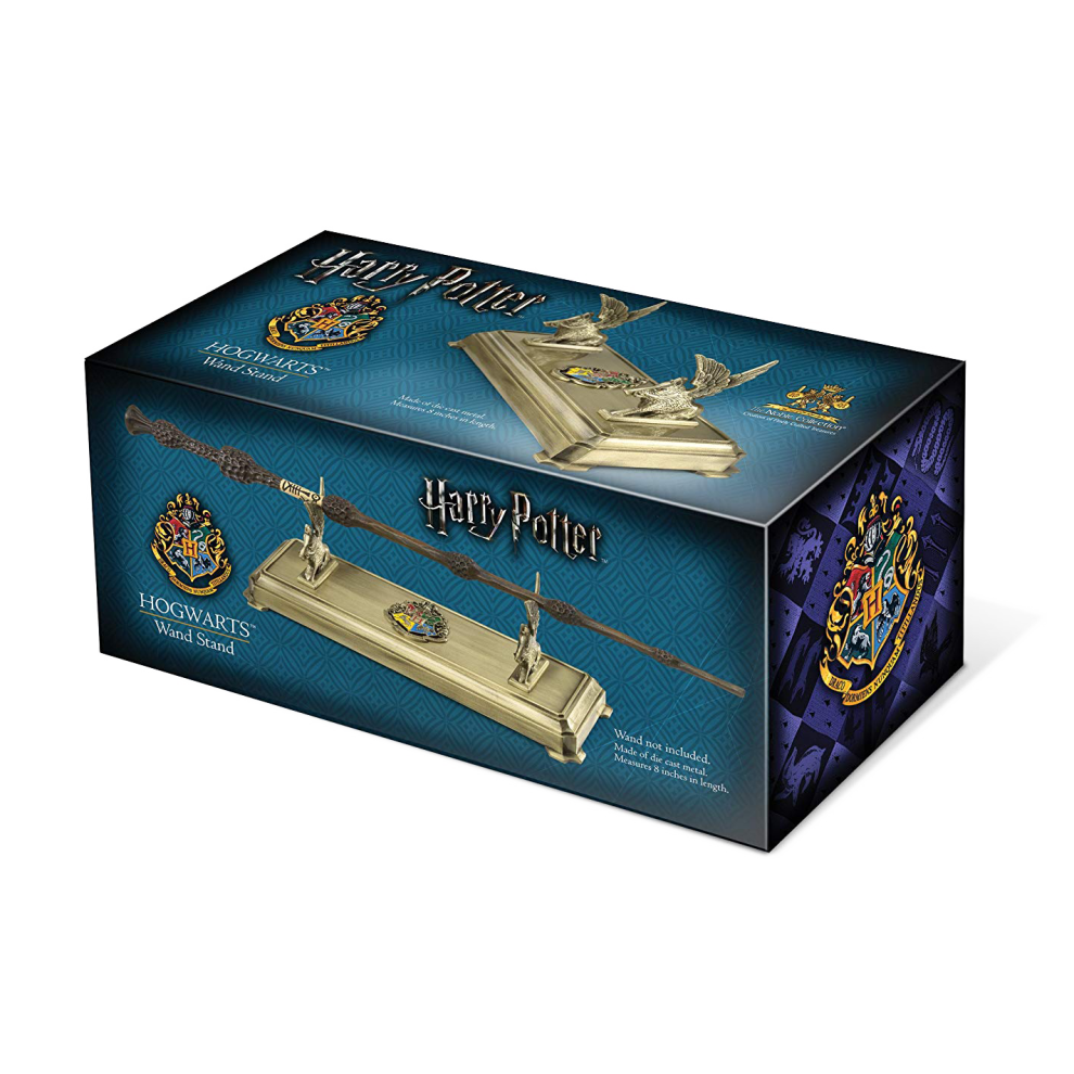 Harry Potter Hogwarts Wand Stand – Noble Collection Gold Metal Display