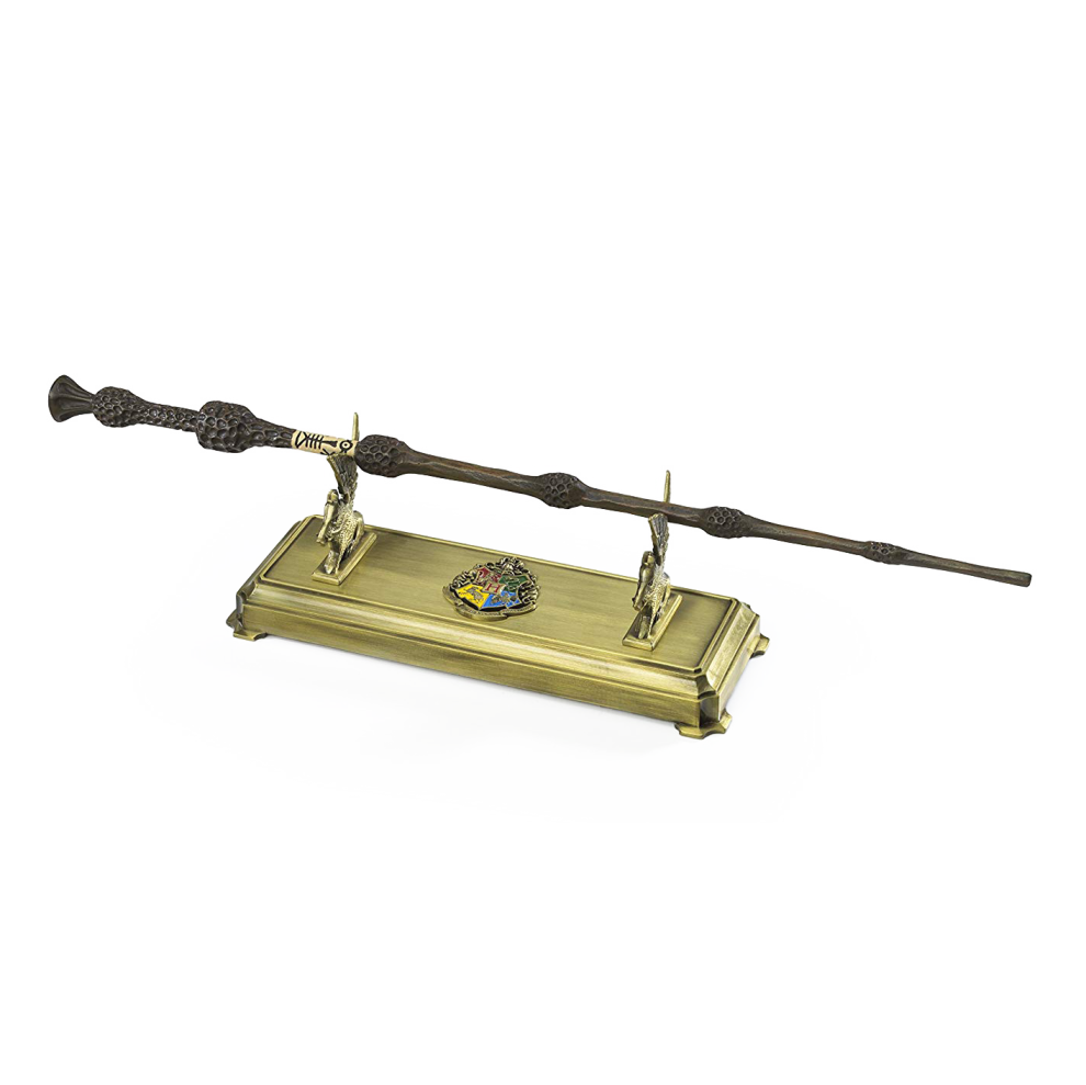 Harry Potter Hogwarts Wand Stand – Noble Collection Gold Metal Display