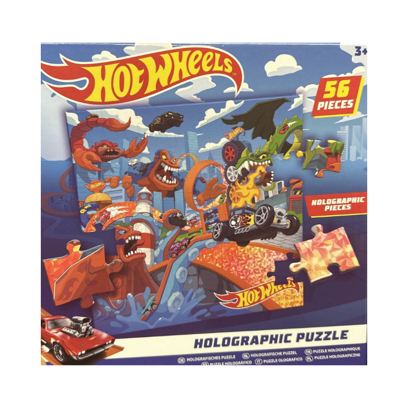 Hot Wheels Holographic Car Puzzle – 3D Effect Kids Racing Toy by PoundFun