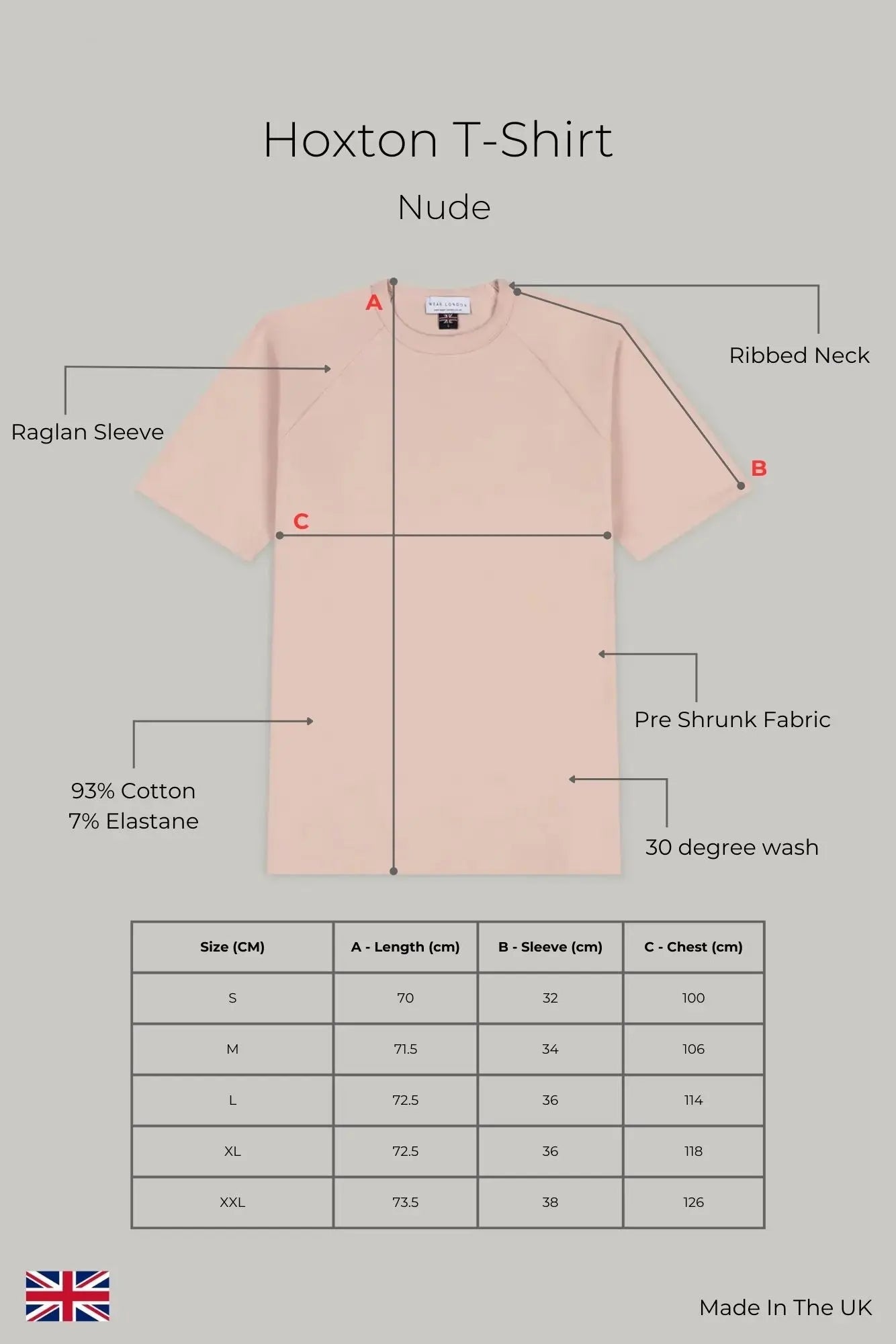 Hoxton Raglan Sleeve Fitted T-shirt - Nude