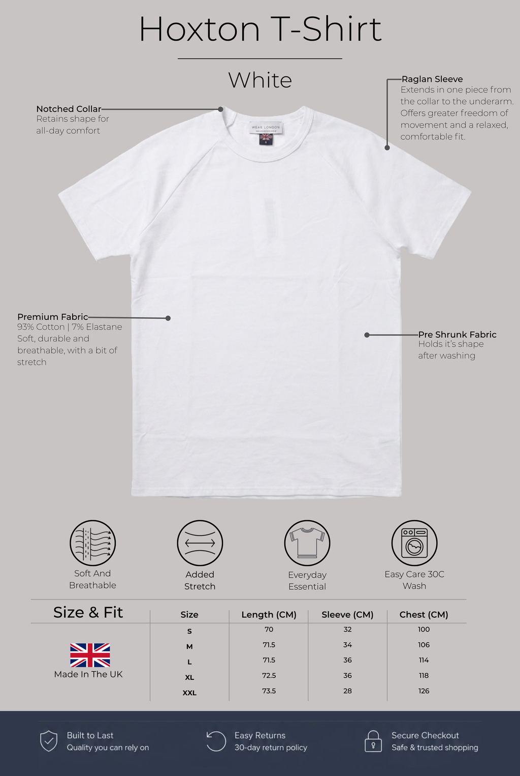 Hoxton Raglan Sleeve Fitted T-shirt - White