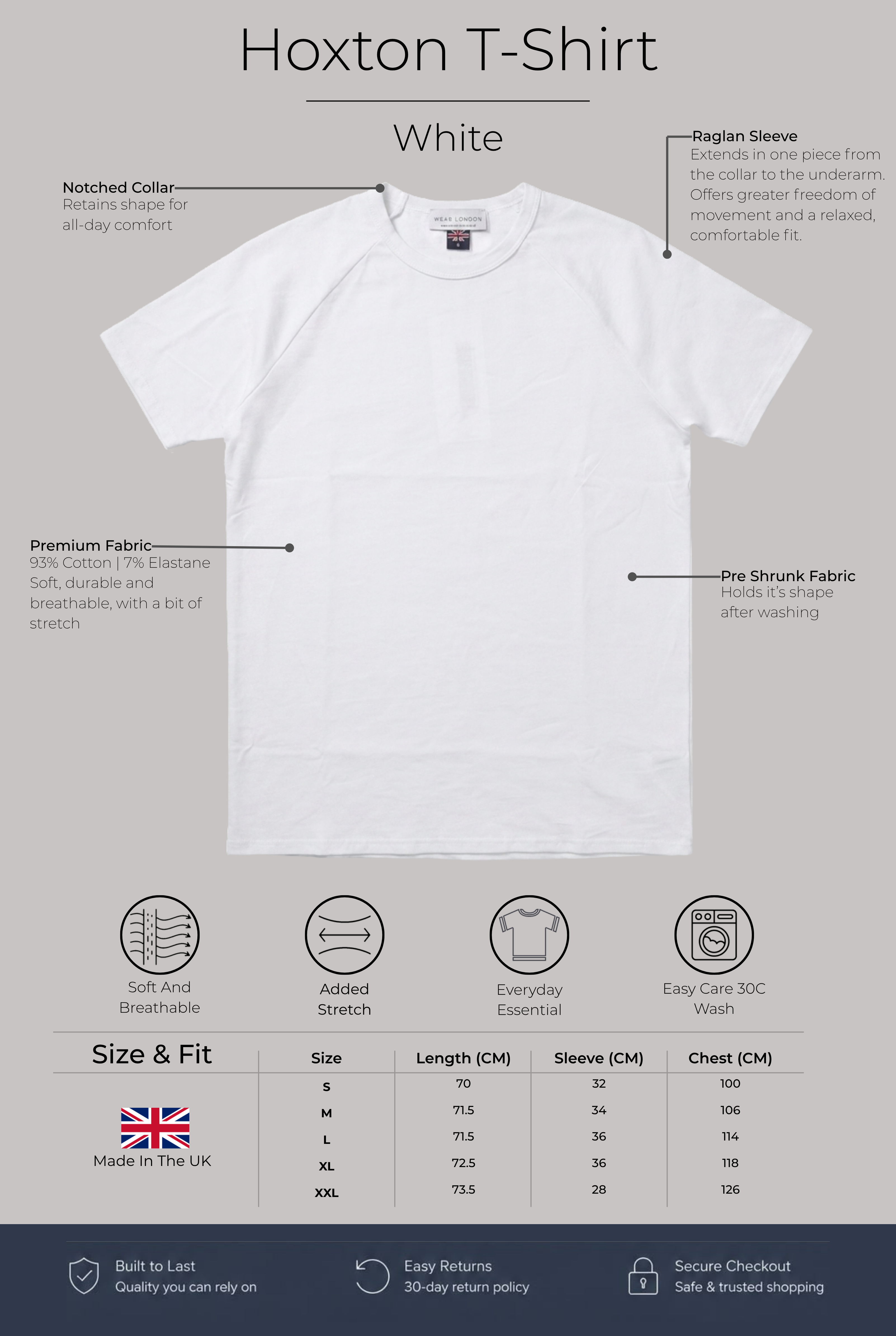 Hoxton Raglan Sleeve Fitted T-shirt - White