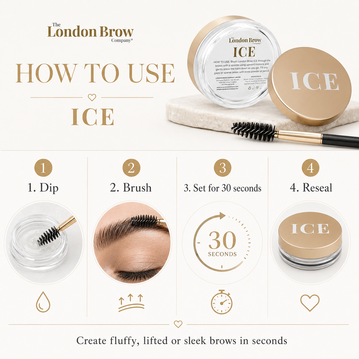 London Brow ICE - Waterless Brow Styling Wax for Laminated & Fluffy Brows