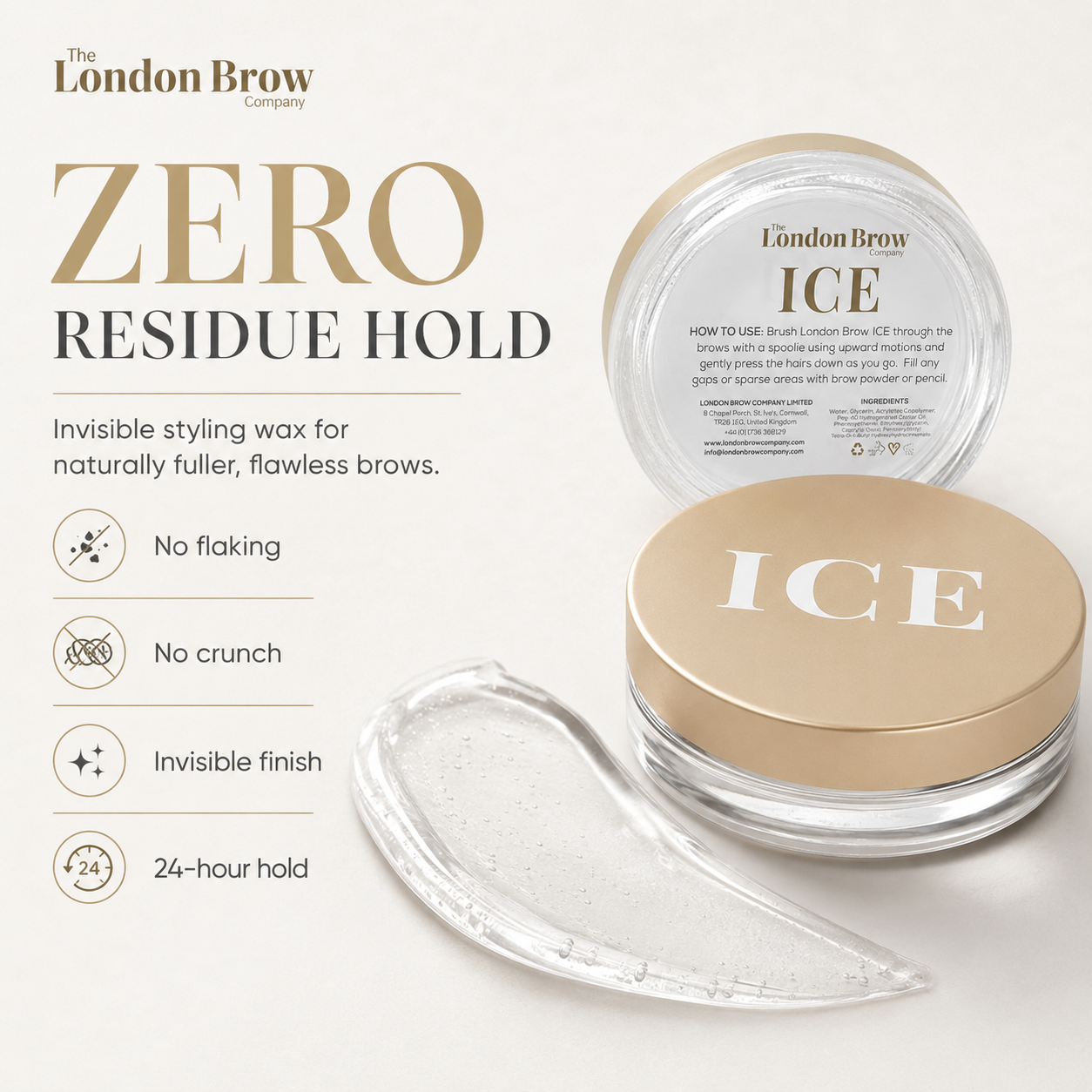 London Brow ICE - Waterless Brow Styling Wax for Laminated & Fluffy Brows