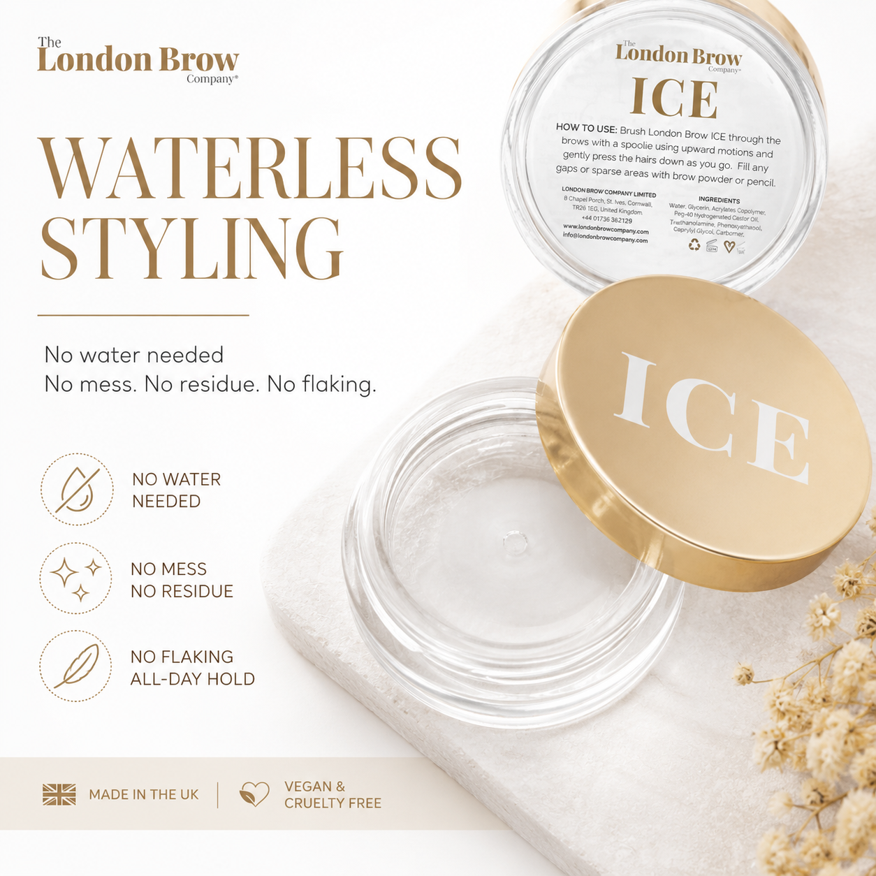 London Brow ICE - Waterless Brow Styling Wax for Laminated & Fluffy Brows
