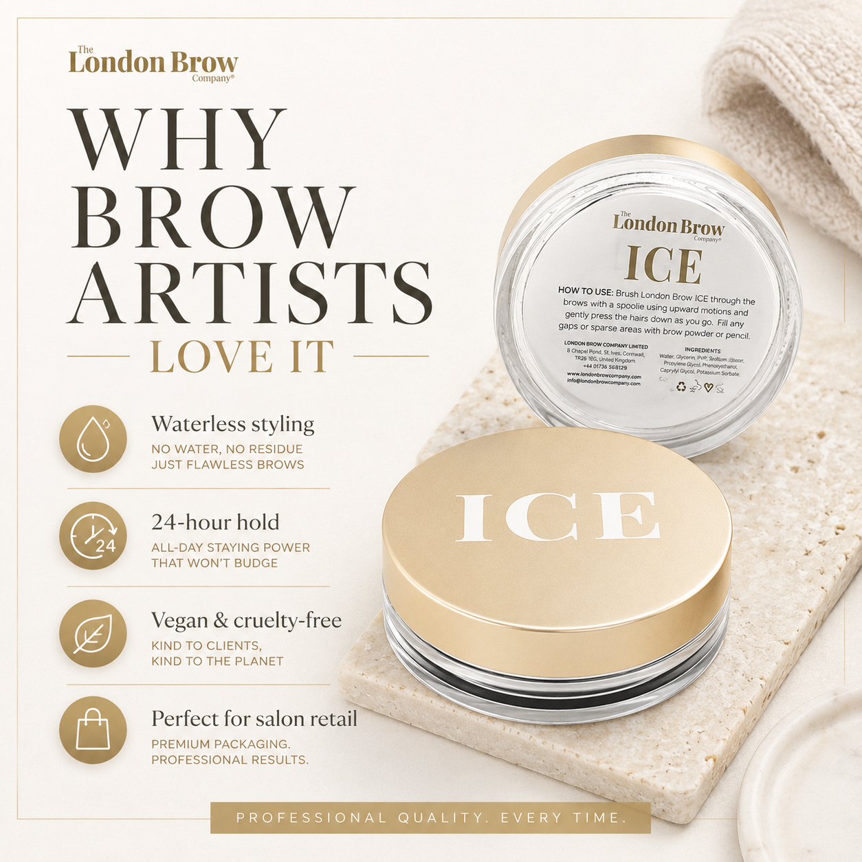 London Brow ICE - Waterless Brow Styling Wax for Laminated & Fluffy Brows