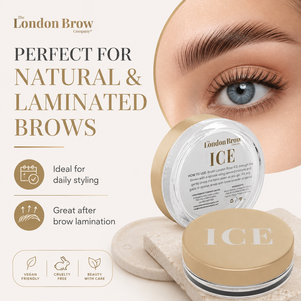 London Brow ICE - Waterless Brow Styling Wax for Laminated & Fluffy Brows