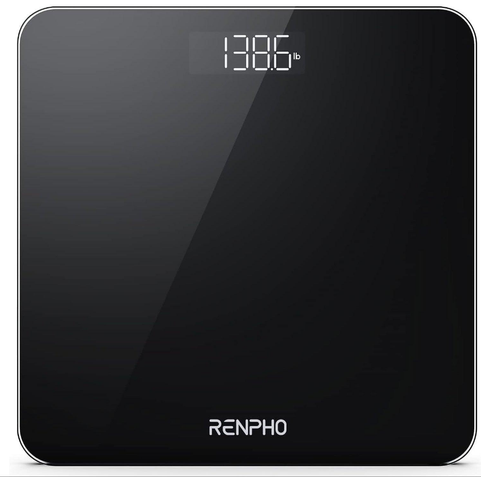 RENPHO Digital Bathroom Scale – High Precision Body Weight, Black Glass