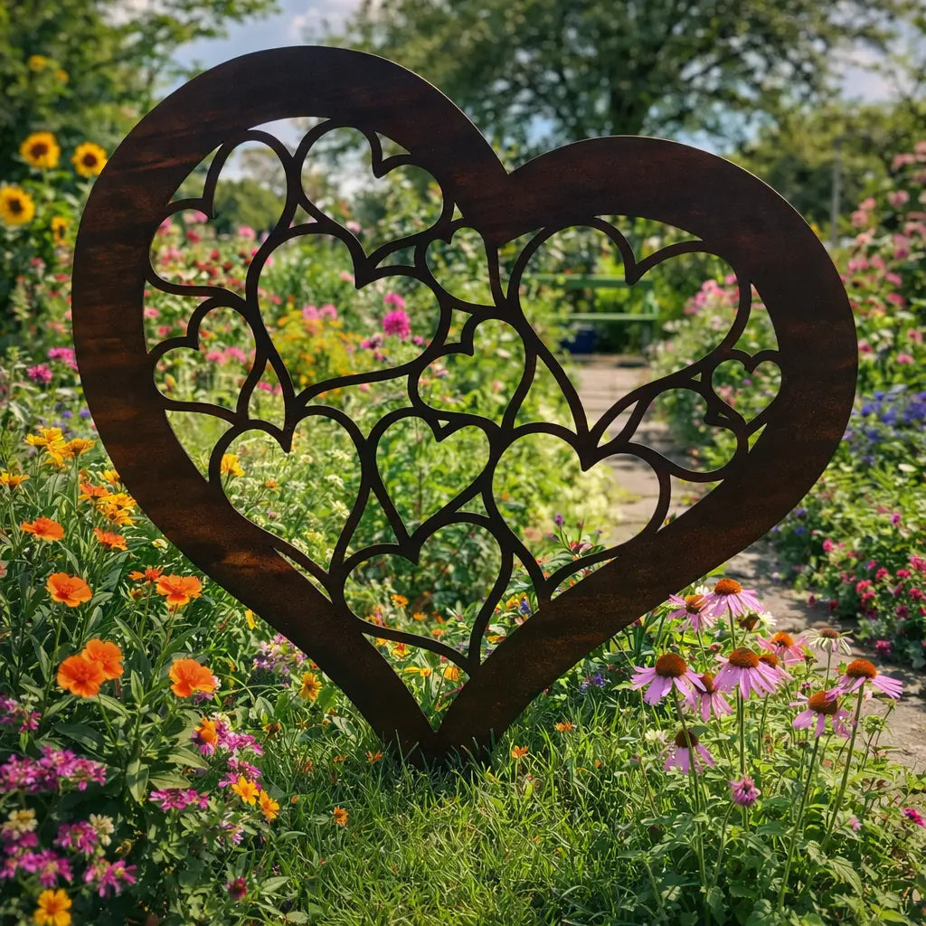 Rustic Warehouse Norfolk Large Metal Heart Garden Sculpture – 85cm