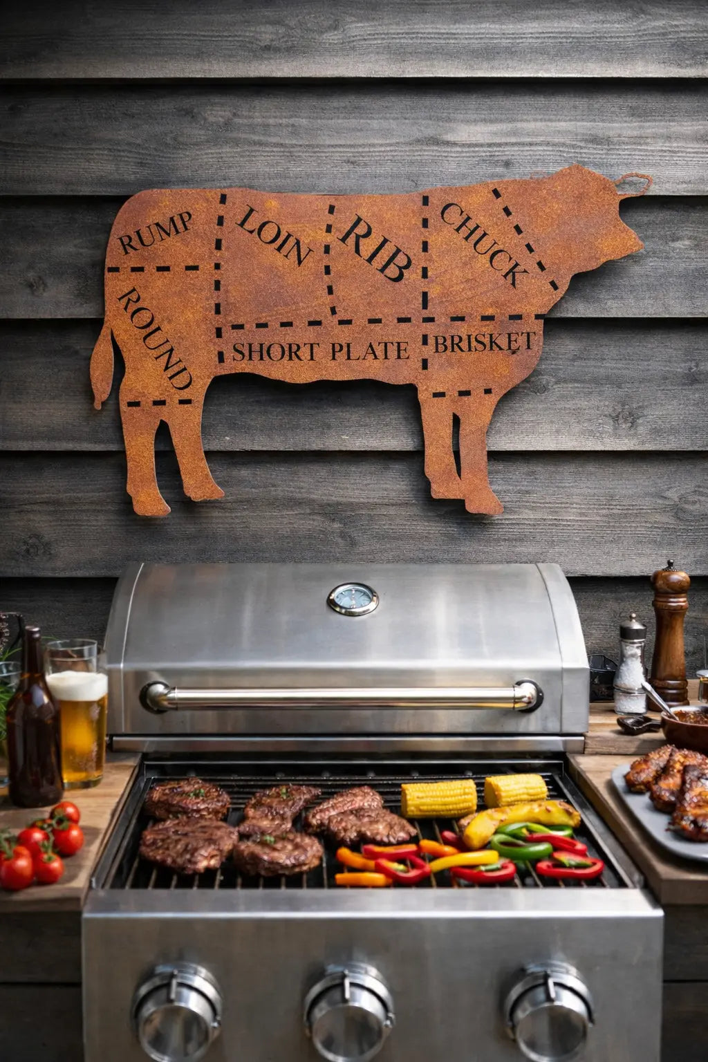 Rustic Warehouse Norfolk Metal Cow Wall Art – Steel Butcher Sign
