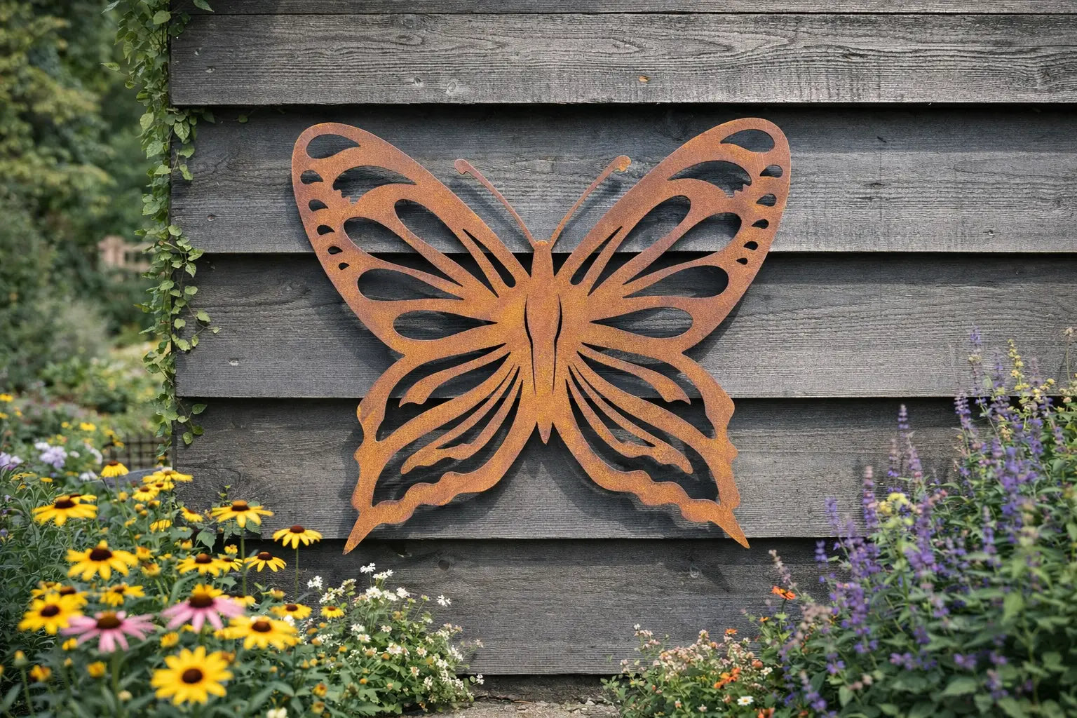 Large Rusty Metal Butterfly Wall Art – Rustic Steel Garden Ornament