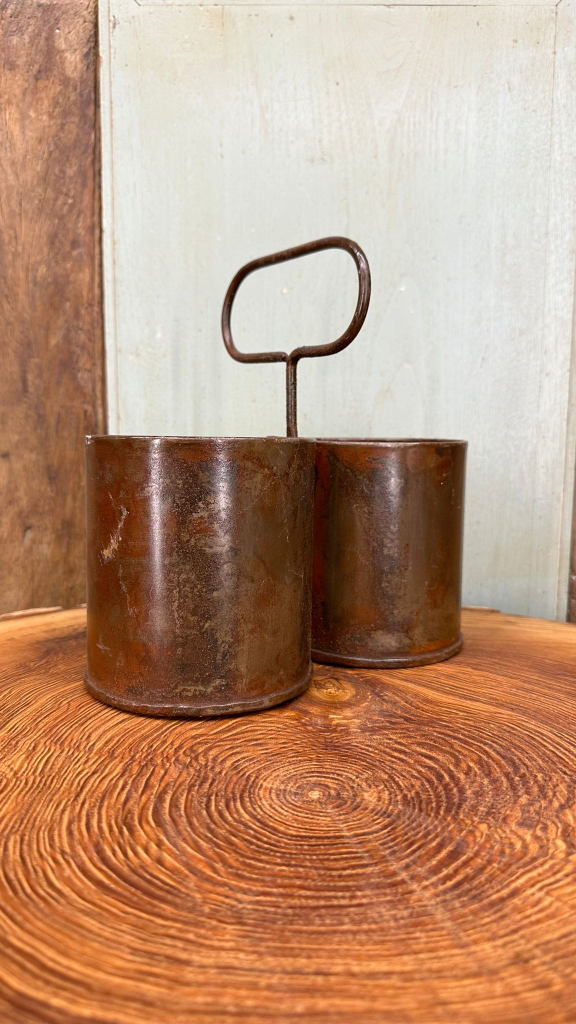 Rustic Warehouse Norfolk Antique Metal Double Herb Planter & Cutlery Holder