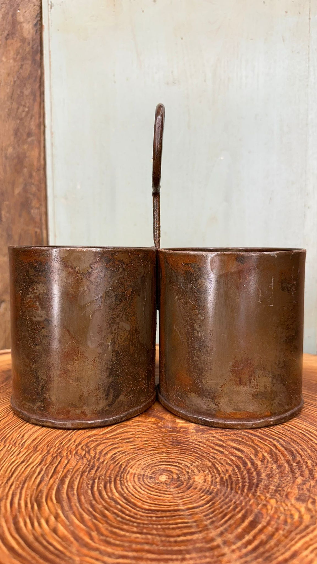 Rustic Warehouse Norfolk Antique Metal Double Herb Planter & Cutlery Holder