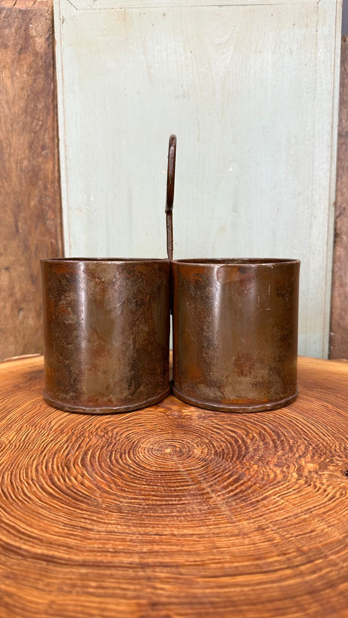 Rustic Warehouse Norfolk Antique Metal Double Herb Planter & Cutlery Holder