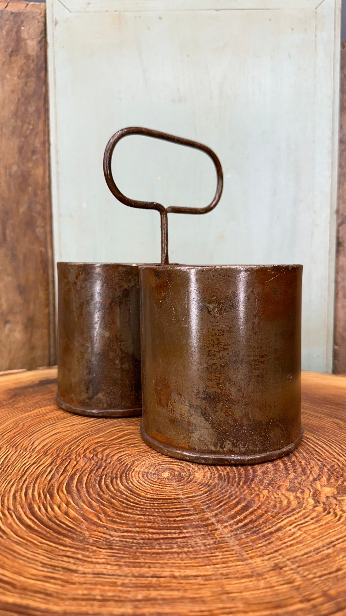 Rustic Warehouse Norfolk Antique Metal Double Herb Planter & Cutlery Holder