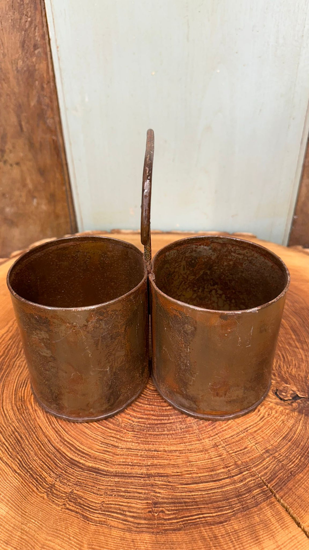 Rustic Warehouse Norfolk Antique Metal Double Herb Planter & Cutlery Holder