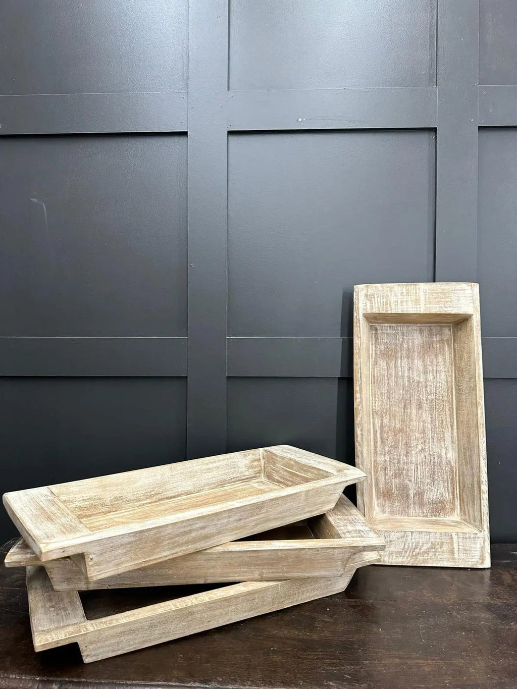Rustic Warehouse Norfolk Whitewashed Wooden Serving Tray & Platter