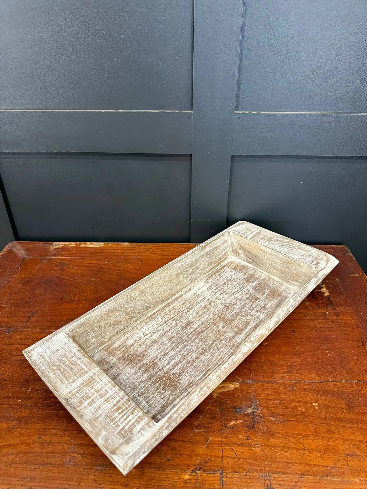 Rustic Warehouse Norfolk Whitewashed Wooden Serving Tray & Platter