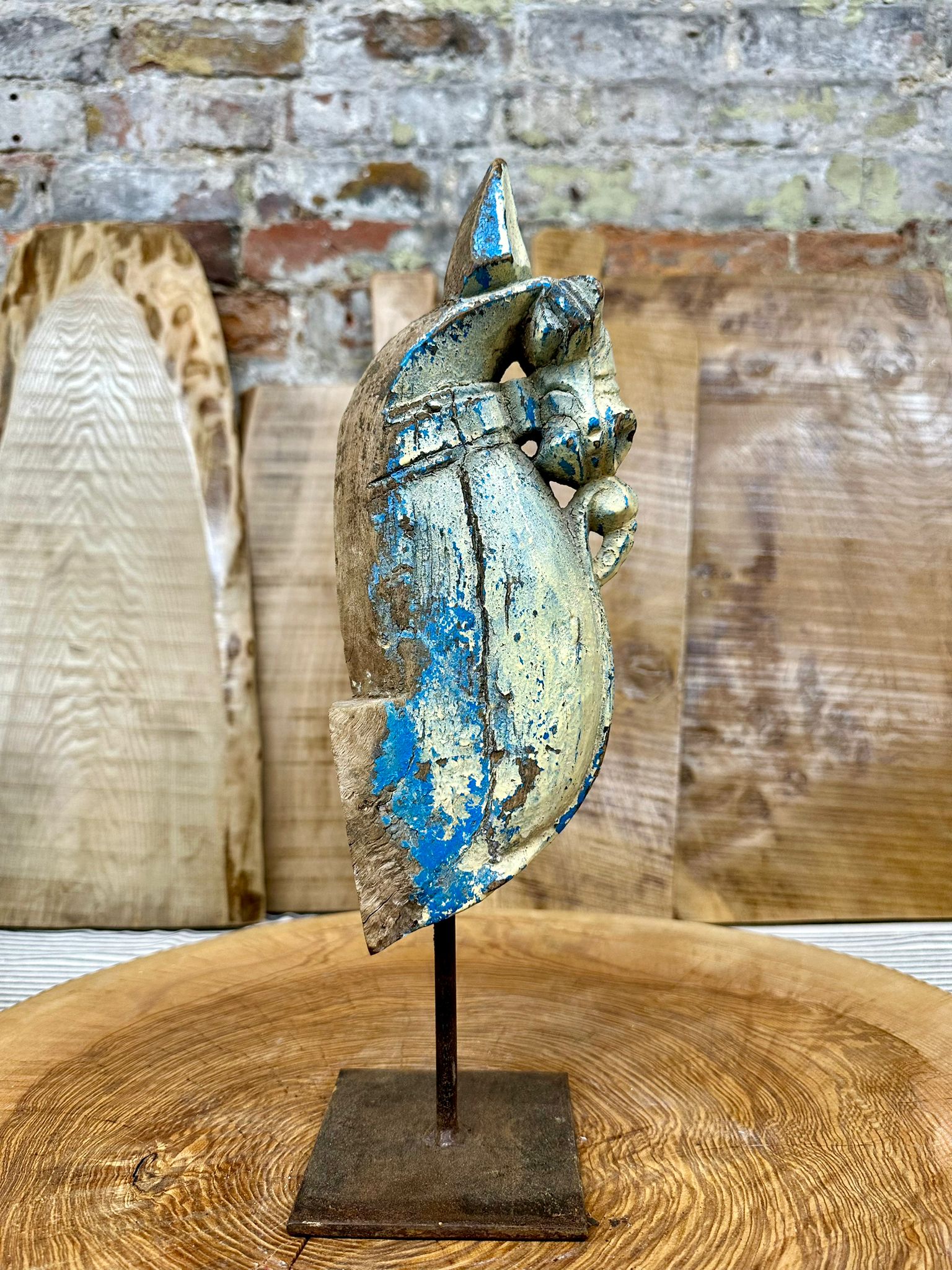 Vintage Indian Wooden Horse Head Statue – Handcrafted Antique Figurine