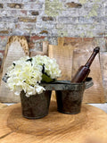 Rustic Warehouse Norfolk Antique Metal Double Planter & Kitchen Tidy
