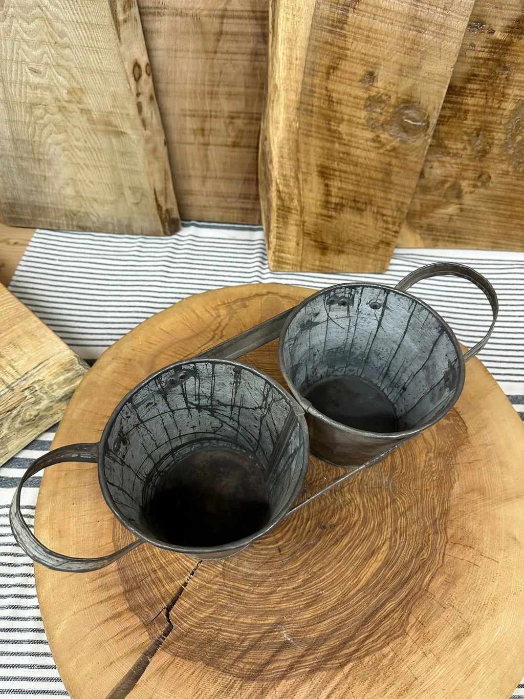 Rustic Warehouse Norfolk Antique Metal Double Planter & Kitchen Tidy