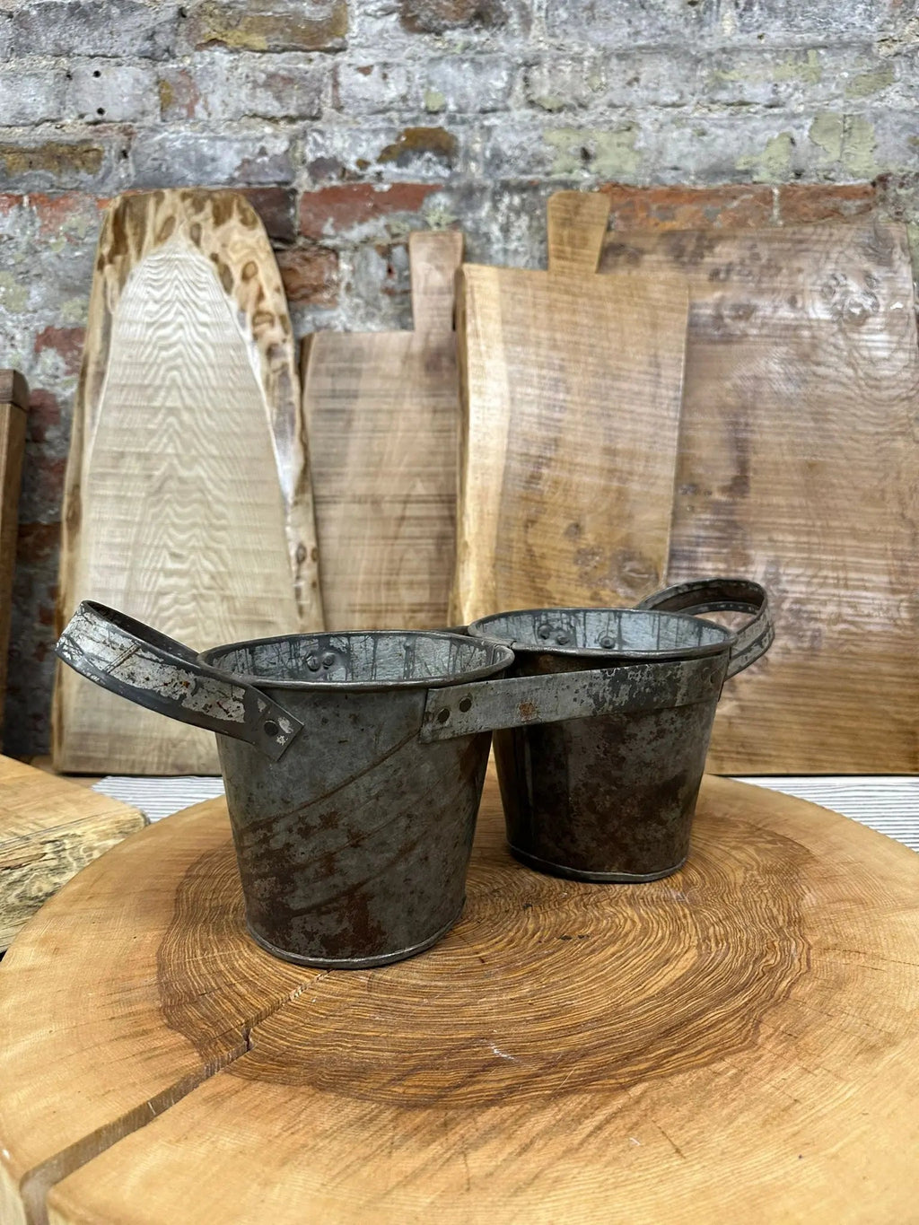 Rustic Warehouse Norfolk Antique Metal Double Planter & Kitchen Tidy