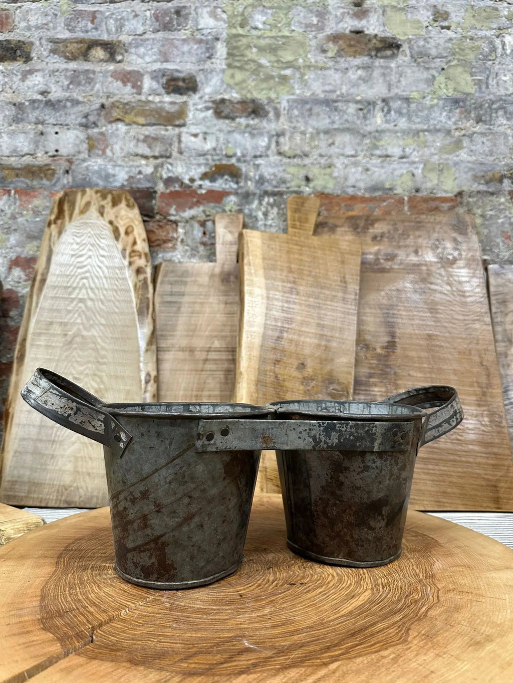 Rustic Warehouse Norfolk Antique Metal Double Planter & Kitchen Tidy