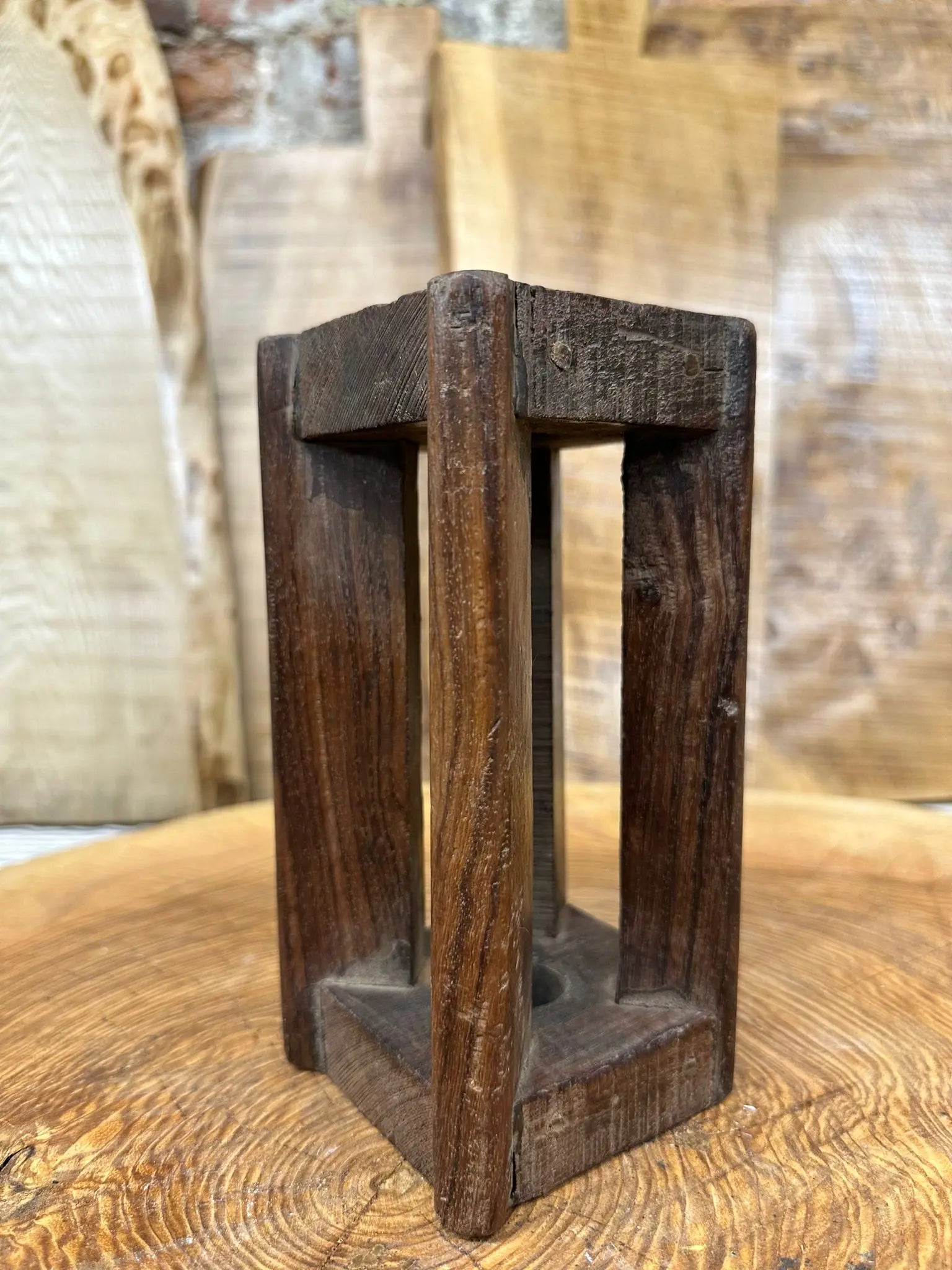 Rustic Warehouse Norfolk Reclaimed Wood Square Candle Holder - Vintage Decor