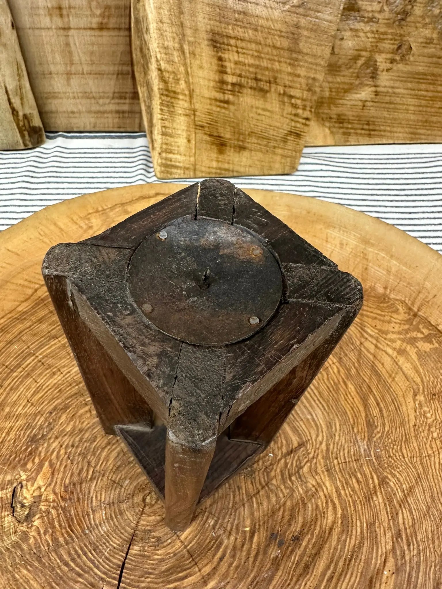 Rustic Warehouse Norfolk Reclaimed Wood Square Candle Holder - Vintage Decor