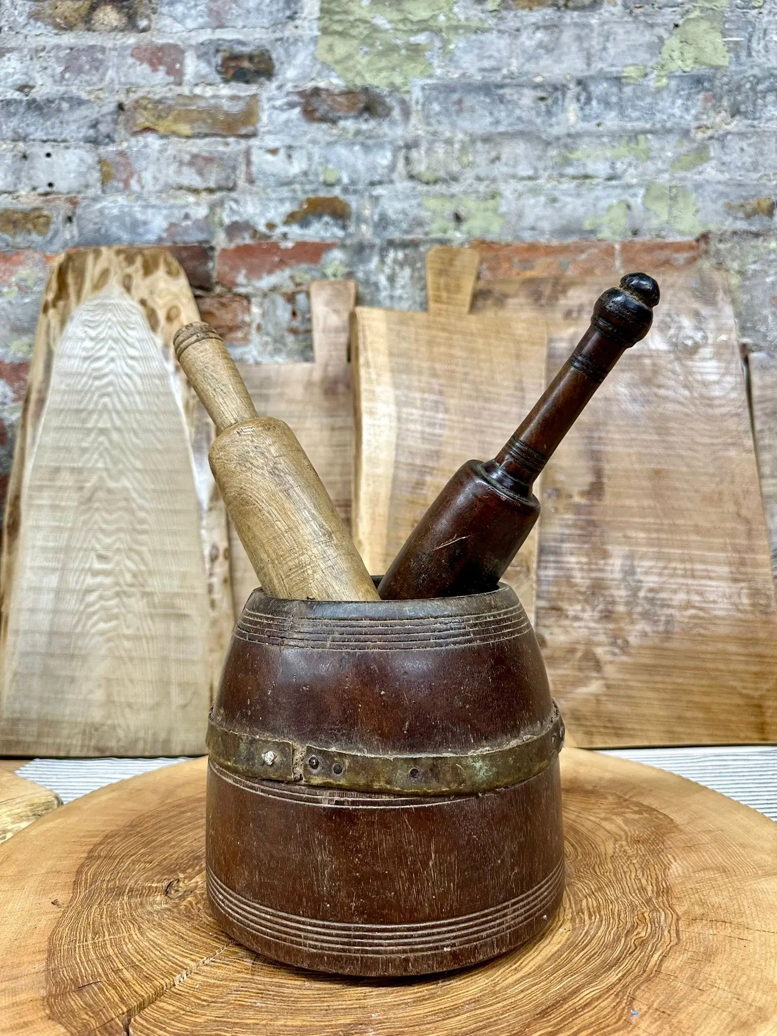 Rustic Wooden Herb Planter | Vintage Handmade Desk Tidy & Kitchen Pot