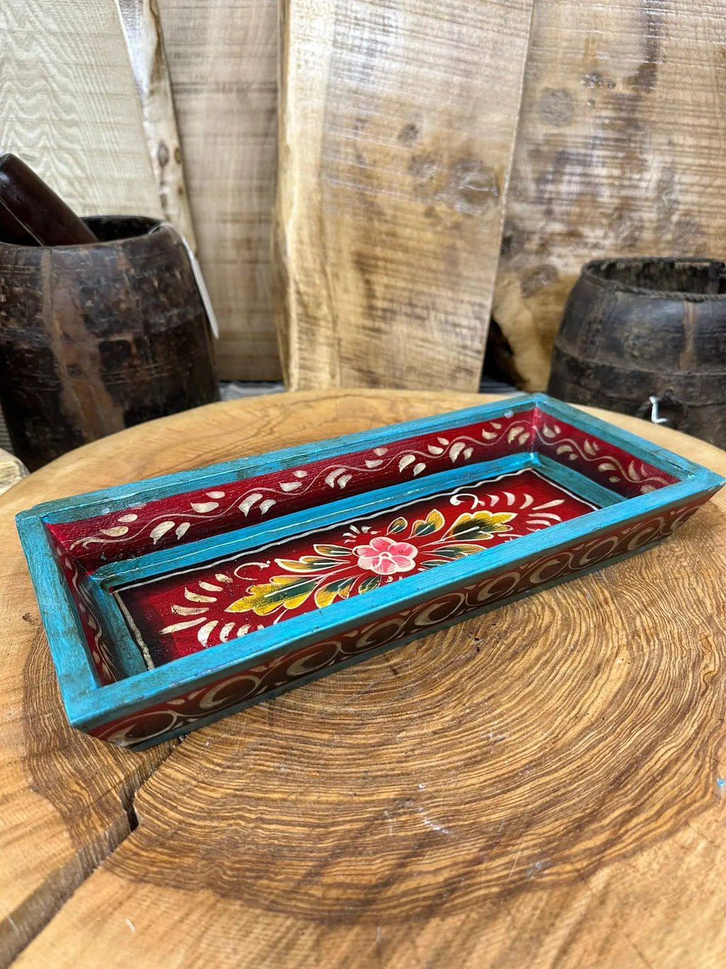 Rustic Warehouse Norfolk Vintage Hand Painted Wooden Bread Tray Bowl