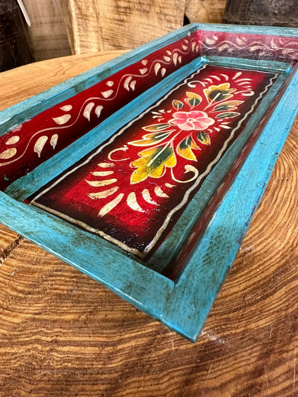 Rustic Warehouse Norfolk Vintage Hand Painted Wooden Bread Tray Bowl