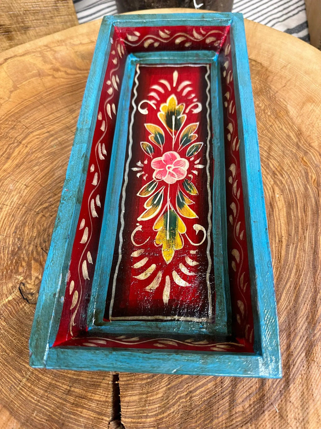 Rustic Warehouse Norfolk Vintage Hand Painted Wooden Bread Tray Bowl