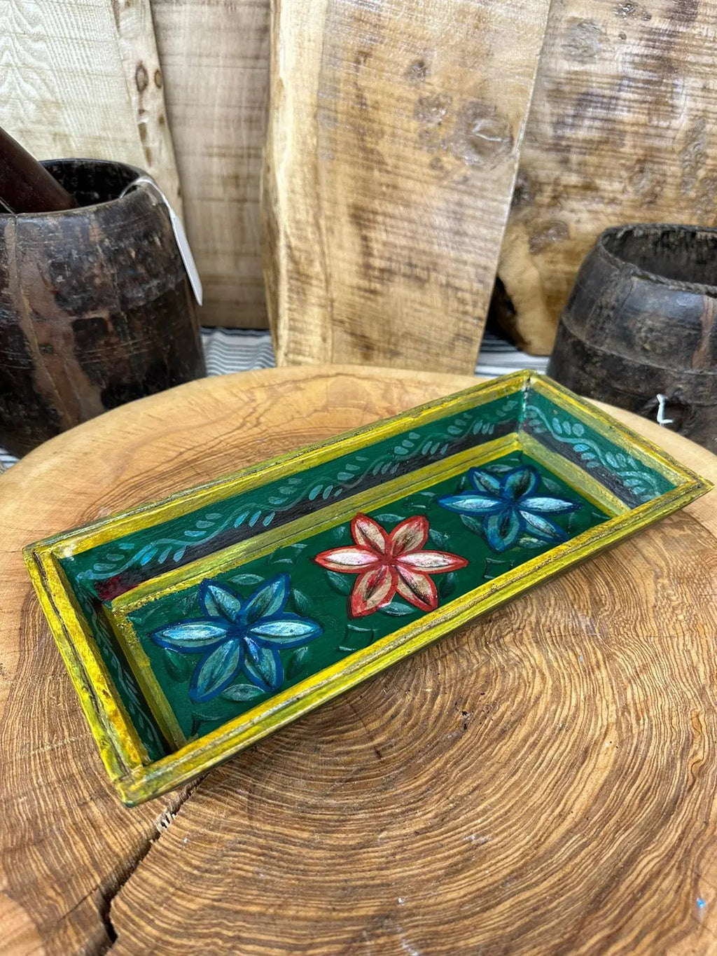 Rustic Warehouse Norfolk Vintage Hand Painted Wooden Serving Tray Bowl