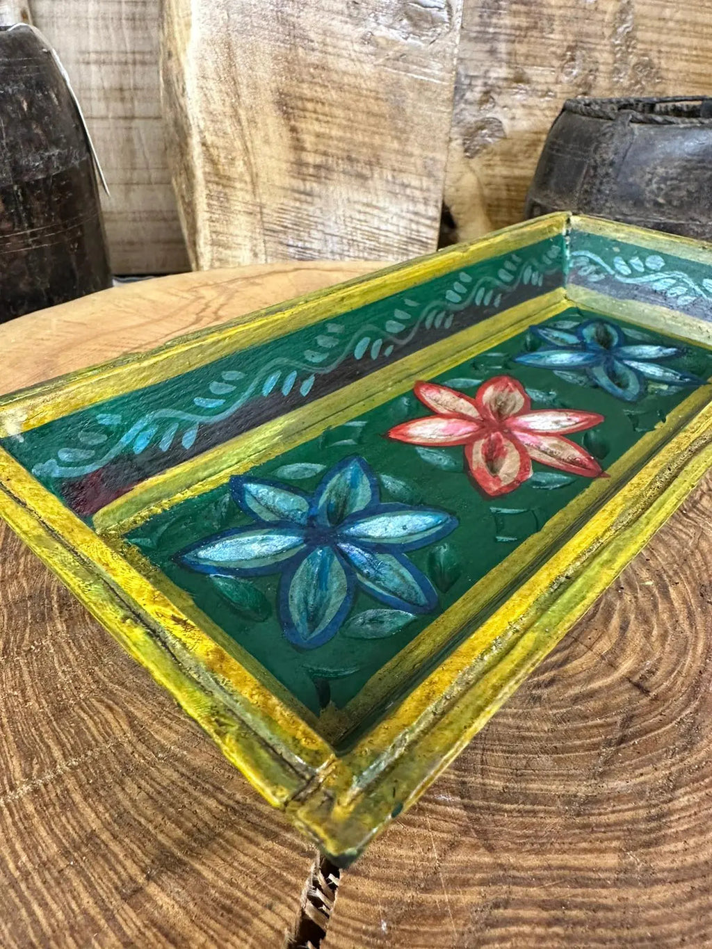 Rustic Warehouse Norfolk Vintage Hand Painted Wooden Serving Tray Bowl