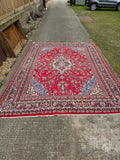 Large Red Oriental Wool Rug – Hand Made Traditional Carpet 381 x 270 cm