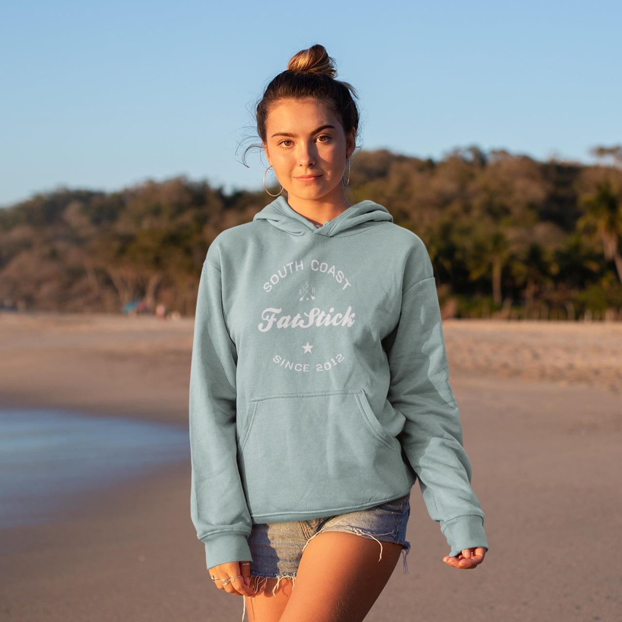 FatStick South Coast Unisex Hoodie – Eco-Friendly Cotton Flock Print
